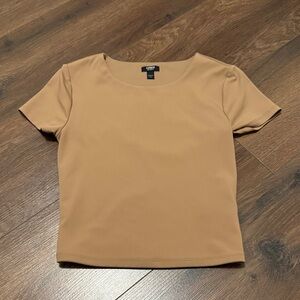 Express Body Contour Camel Top XS Fitted Stretch Tee Short Sleeve Neutral